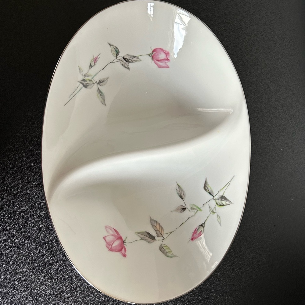 Vintage Style House Fine China “Dawn Rose” Divided Dish
